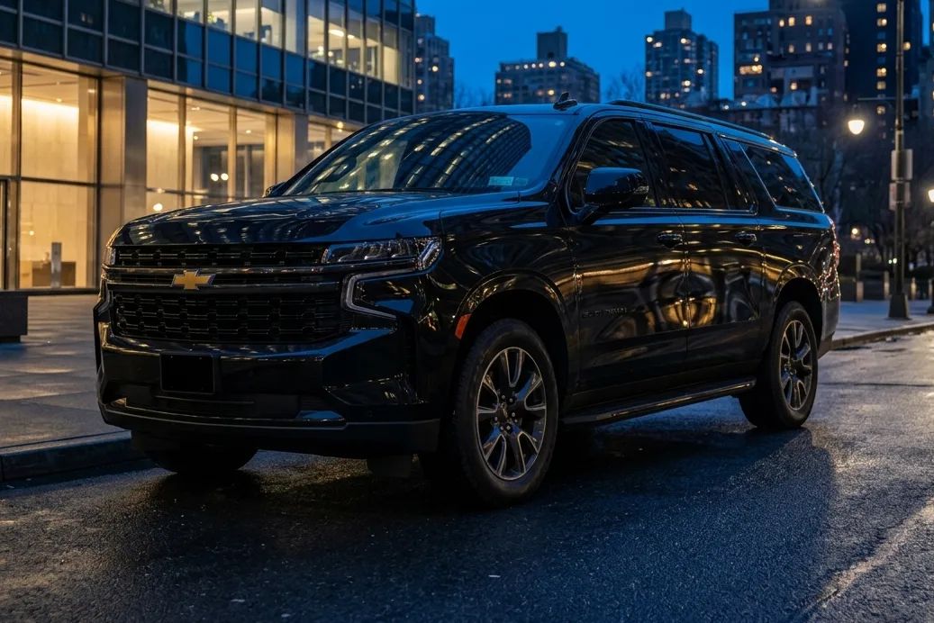 A black Chevrolet Suburban, the business SUV.
